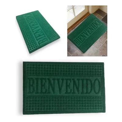 Capacho Emborrachado Aveludado Tapete PVC Base Antiderrapante Hall Verde 38CM X 58CM