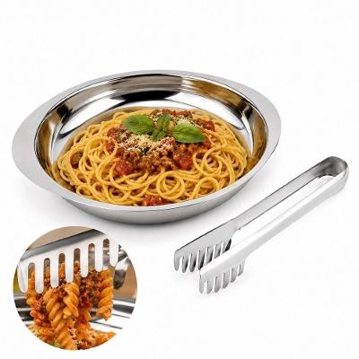Conjunto para Servir Massas Inox 2 Peças Pegador Macarrao Cumbuca Saladas Carnes Mesa Posta Madefer