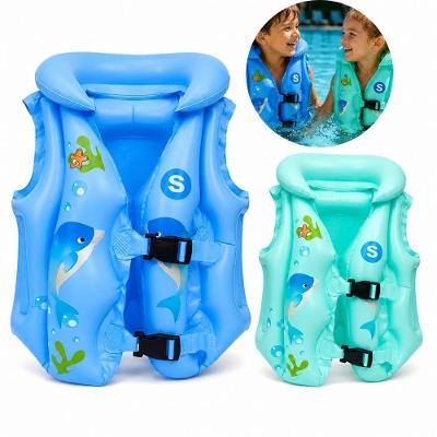 Colete Boia Inflavel Infantil Ajustavel Piscina Praia Lago Flutuacao Segura Azul Verde PVC