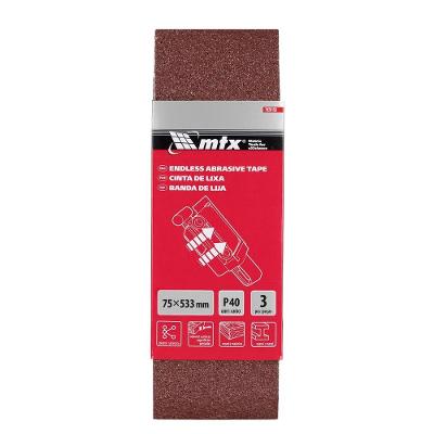 Cinta de Lixa Mtx Grão 40 533x75mm Desbaste Bruto 3 Peças MTX