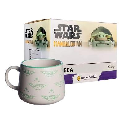Caneca Moma Baby Yoda Star Wars Cerâmica Estampa com Relevo para Café Verde Zonacriativa 500ML