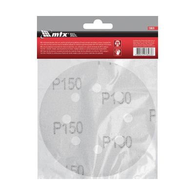 Disco de Lixa 125mm Grão 150 Perfurado com Velcro para Lixamento a Seco 5 Peças MTX