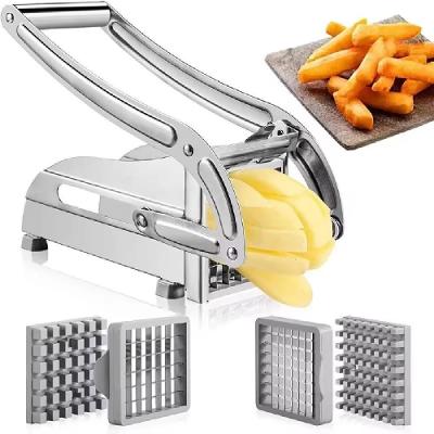 Cortador de Batata Frita Palito em Aço Inoxidável com Duas Lâminas Fatiador de Legumes Inox