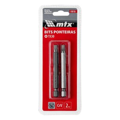 Bits Torx T30 75mm 2 Peças Cromo Vanádio Alta Durabilidade Inox MTX
