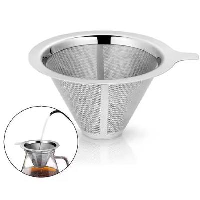 Coador Inox Filtro de Cafe Cha sem Papel Mini Reutilizavel Luxo Aco Inox Malha Ultrafina Compacto