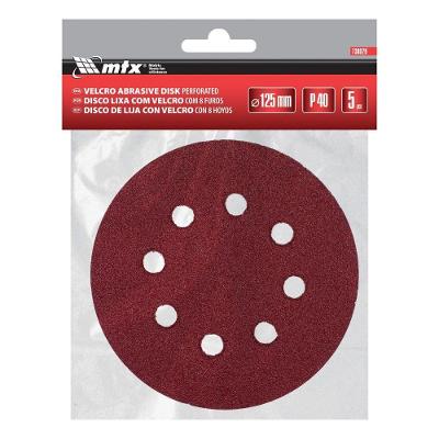 Disco de Lixa Mtx 125mm Grão 40 5 Peças para Desbaste Pesado com Velcro Abrasivo MTX
