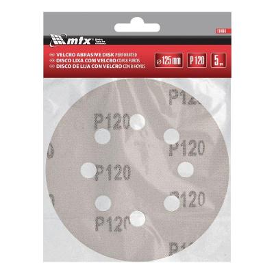 Disco de Lixa Grão 120 125mm 5 Peças Lixamento a Seco Cinza MTX