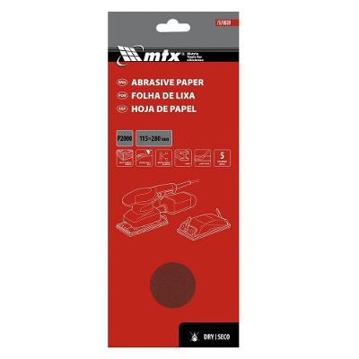 Folha de Lixa Grão 2000 115x280MM 5 Peças Cinza Resistente à Água MTX