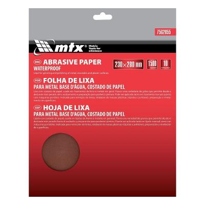 Folha de Lixa Grão 1500 Acabamento Espelhado Resistente à Água Uso a Seco e Úmido MTX