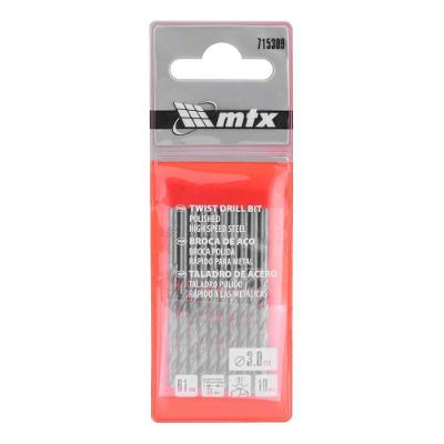 Jogo de Brocas Aço Rápido 3mm 10 Peças para Metal Bivolt MTX