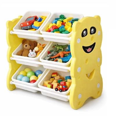 Estante Infantil Ursinho sem Porta 6 Gavetas Plástico Resistente 71CM Organizador 3 Prateleiras