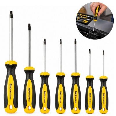 Jogo Chave Fenda Torx Magnetica T10 a T40 7 Pecas Ponta com Furo Aco Especial Superior