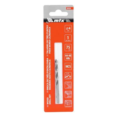 Broca para Madeira 4 X 70mm Haste Cilindrica Ponta Centralizadora Alta Precisao Inox MTX