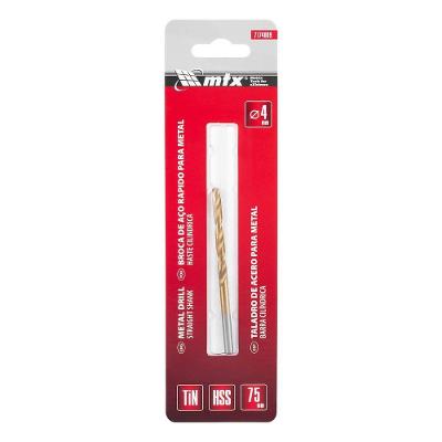 Broca Nitreto de Titânio Aço Rápido HSS Metal Resistência ao Calor Inox MTX 4MM