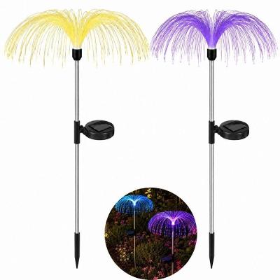 Luminária Solar Decorativa Água-Viva com Fibra Ótica Colorida para Jardim IP65 Bivolt