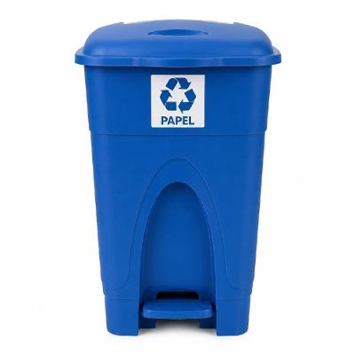 Lixeira Coleta Seletiva 30L Plástico com Pedal Reciclagem Papel Azul