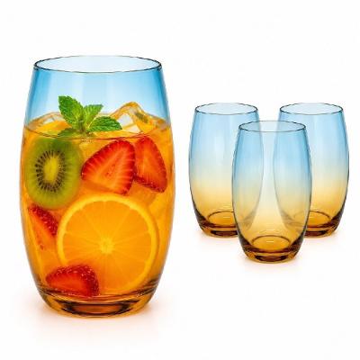 Jogo de Copos California Vidro Bojudo Design Sofisticado Ideal para Bebidas Geladas Ambar 3UN 475ML