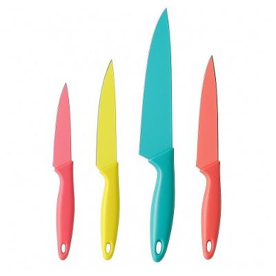Kit de Facas Coloridas 4 Pecas Ceramica Completo Aco Inox Cabo Plastico Colors Cozinha Cheff
