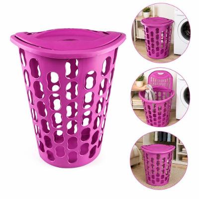 Cesto para Roupas Organizador Plástico Telado Lavanderia Quarto Banheiro Closet Rosa 40L