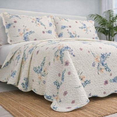 Kit Cobre Leito Evolution Lila King 3 Peças 100% Poliéster Dupla Face Estampado Floral Rosa Casa