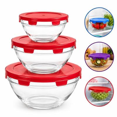 Pote de Vidro Kit 3 Potes Marmita Hermetico Porta Mantimentos Tigela Bowl Organizador Alimentos