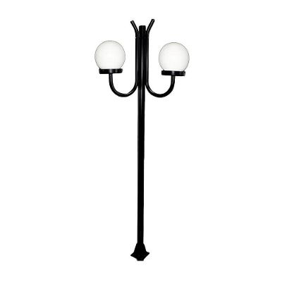 Poste Luminária L069POM Globo P Duplo Braço Curvo Cima Preto Bivolt Ouro Minas