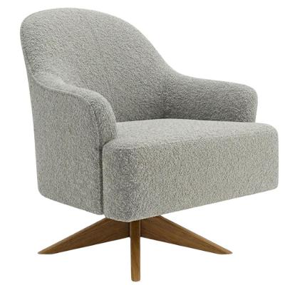 Poltrona Decorativa Naomi Giratoria Linho Confortavel Marrom Milani Movelaria 73CM