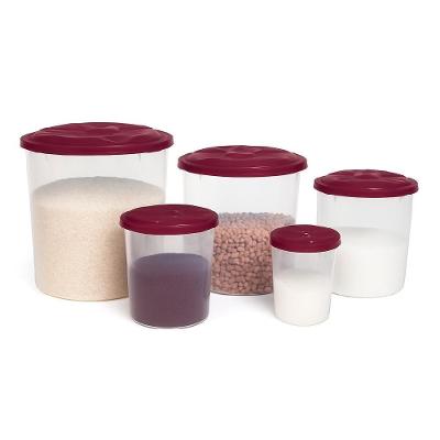Kit 5 Potes Porta Mantimentos Grande Multiuso Organizador Alimentos Polipropileno Corpo Transparente