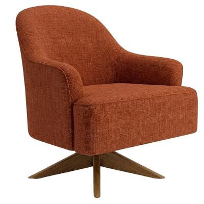 Poltrona Decorativa Naomi Base Giratoria Linho Color Trend Marrom Milani Movelaria