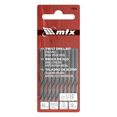 Kit 10 Brocas Aço Rápido 1-16 Polegadas Hss Alta Precisão Haste Cilíndrica MTX