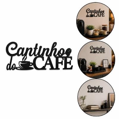 Placa Decorativa Cantinho do Cafe Vintage Rustico Parede MDF Fixacao Parafuso Amadeirado 26CM