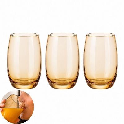 Jogo 3 Copos Califórnia Vidro 475ML para Drink Suco Água Refrigerante Retrô Âmbar