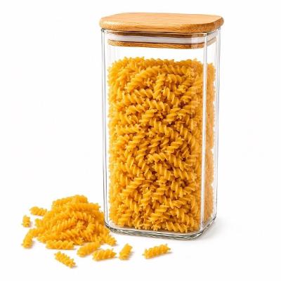 Pote Porta Mantimentos Hermetico Vidro Tampa Bambu Empilhavel Cozinha Transparente 1700ML