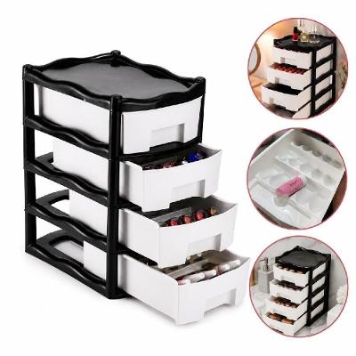 Gaveteiro Organizador 4 Gavetas Porta Esmaltes Plástico Resistente Multiuso Maquiagem Preto