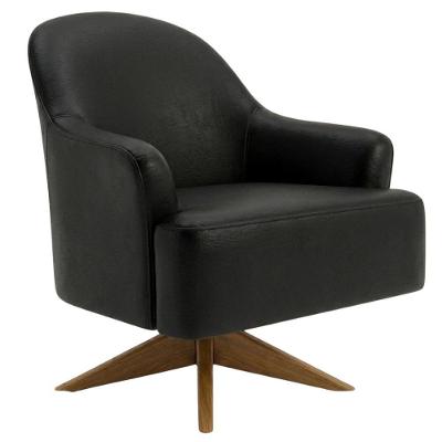 Poltrona Decorativa Naomi Giratoria Courino Confortavel Marrom Milani Movelaria 73CM