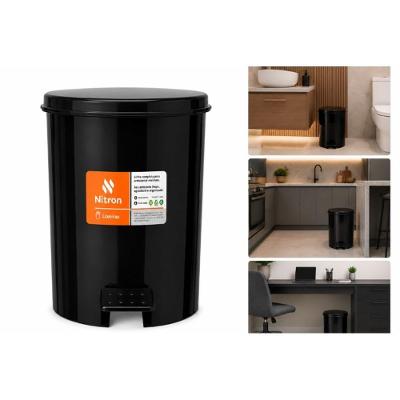 Lixeira Vintage 7L Plástico Abertura com Pedal Multiuso Cozinha Banheiro Preta