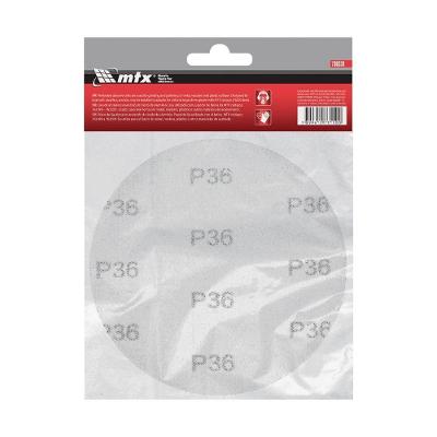 Disco de Lixa Velcro 125mm Grão 36 Lixamento a Seco P36 10 Peças Cinza MTX Bivolt