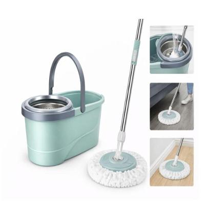 Mop Inox Balde Duplo com Rodinha Esfregao 360 Giratorio Plastico Resistente Sistema de Centrifugacao
