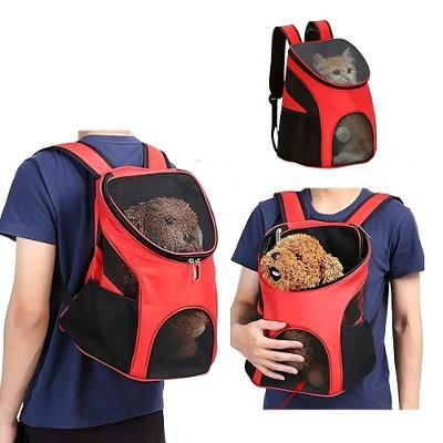 Mochila de Transporte para Cães e Gatos Vermelho Tecido Oxford e Malha