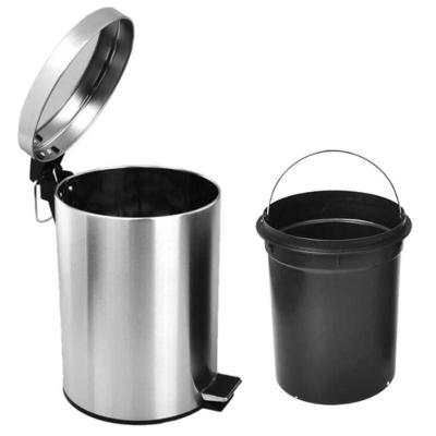 Lixeira Inox 3L Aço Inox com Pedal Balde Interno Removivel Prata Luxo Vintage