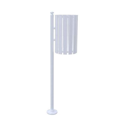 Lixeira de Rua LPSBR151UTD Metal Simples Tubular para Pátios Parques Branca
