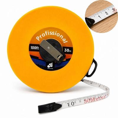 Trena Fita Métrica Manivela Fechada 30 Metros Retrátil Profissional Amarelo