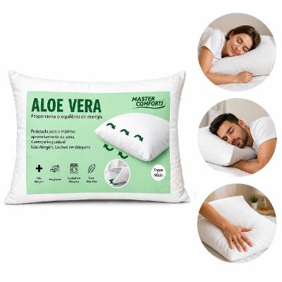 Travesseiro Tradicional Aloe Vera Fibra Siliconada Macio Antialergico Toque Suave Master Comfort
