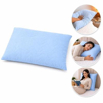 Travesseiro Cervical Blue Ice Matelado Fibra Siliconada Suporte Firme Toque Gelado Branco