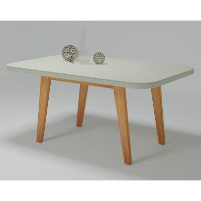 Mesa de Jantar Firenze 4 Lugares Retangular Tampo MDF e Vidro 1,20m X 0,80m Naturale Bom Pastor