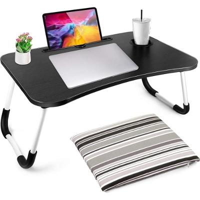 Mesa de Apoio Dobrável Home Office Bandeja Sofa Cama Multiuso MDF 60CM Preto