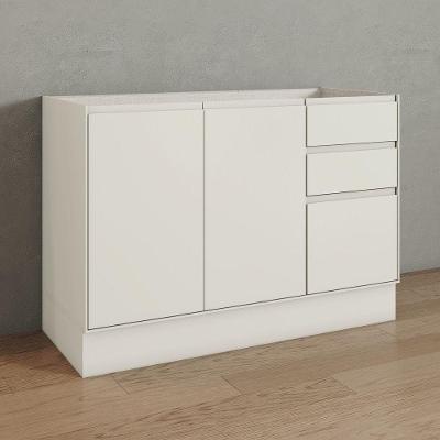 Balcão Pia Fineze 3 Portas 2 Gavetas MDF 120CM Areia Bege Móveis Henn