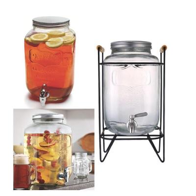 Suqueira Dispenser Luxo Servir Bebidas Vidro Suporte Metal Design Retro Festa Bar Transparente