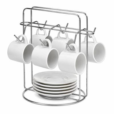Suporte Organizador para Xicaras e Pires de Aco Aramado para Cozinha Armario Bancada Cromado