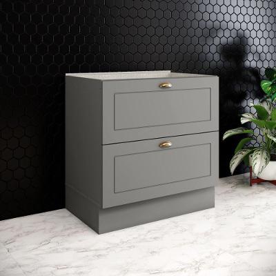 Balcão de Cozinha Americana 2 Gavetas MDF 80CM Cinza Móveis Henn